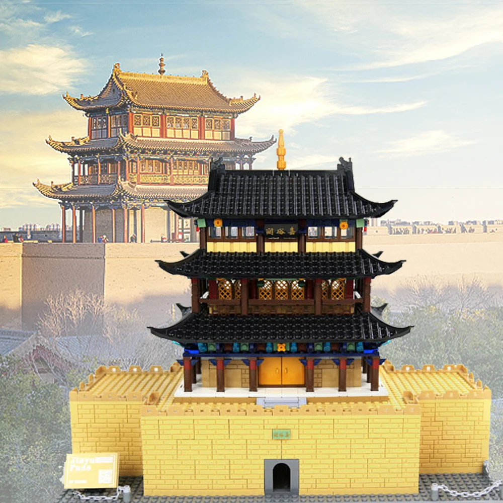 China famosa arquitetura histórica bloco de construção jiayu passar velha cidade portão construção tijolo jiayuguan modelo brinquedo criativo