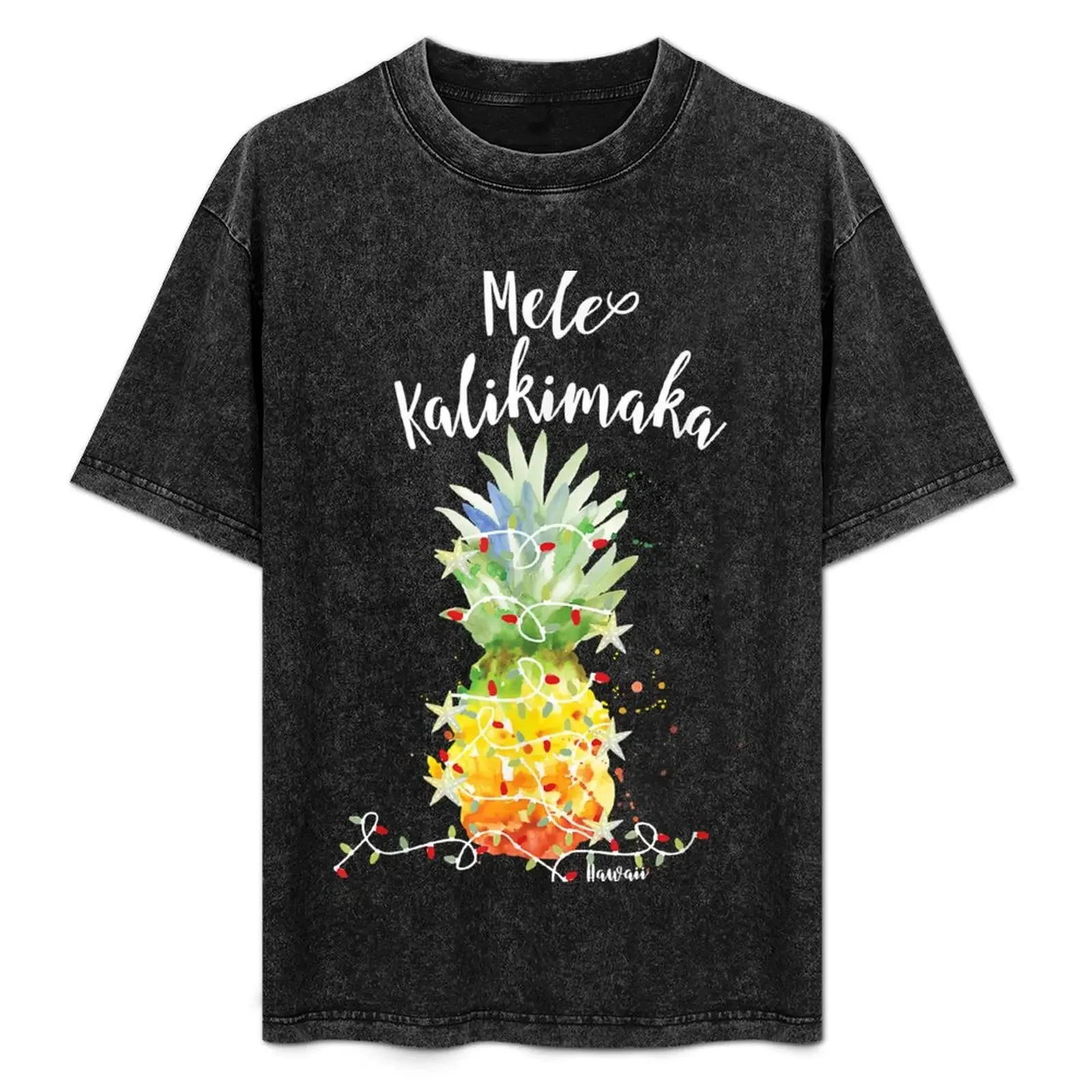 

Mele Kalikimaka Pineapple Christmas in July Lights T-Shirt korean fashion tops boys whites cute tops cotton t shirt men