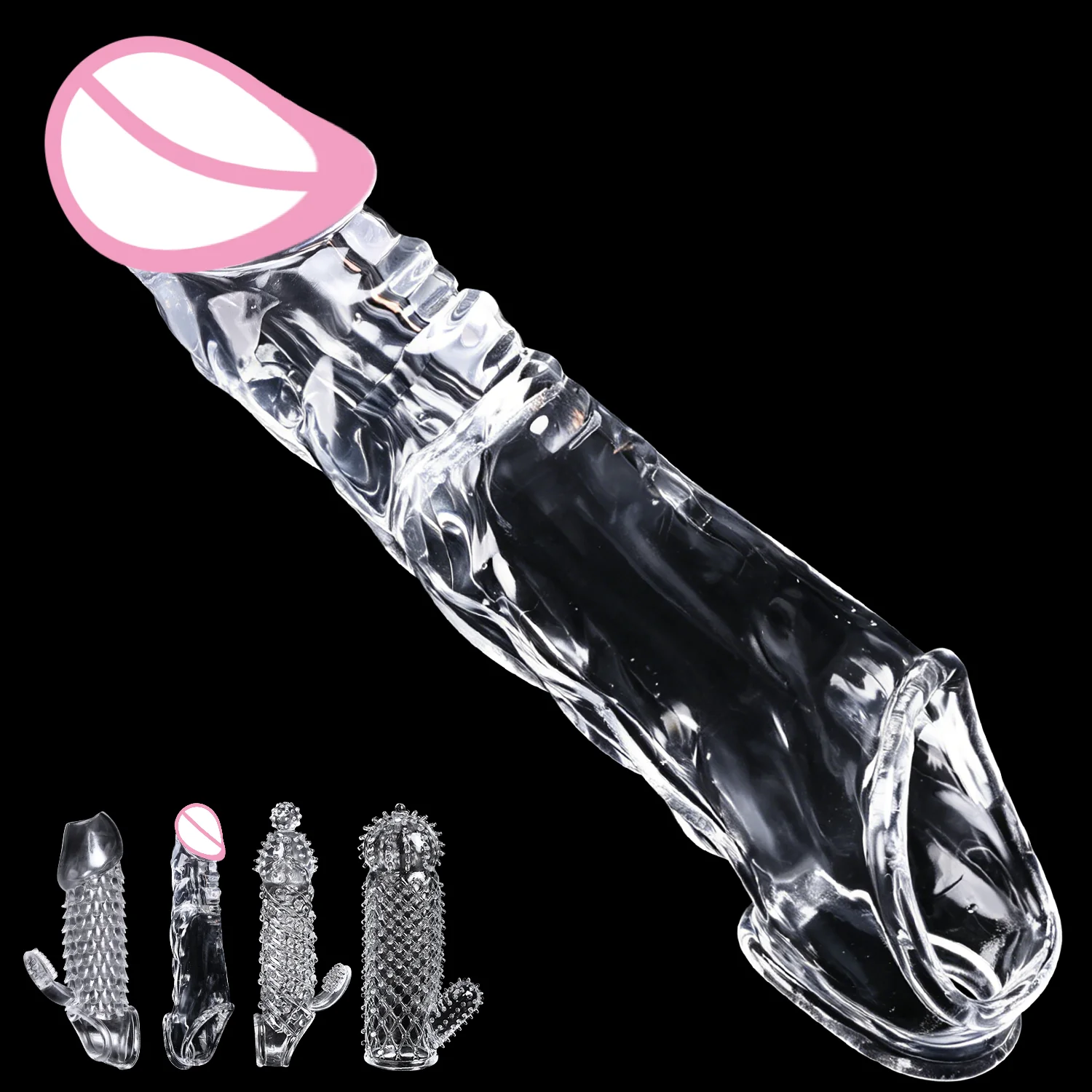 Realistic Penis Extension Cock Sleeve Reusable Silicone Penis Enlarger Delay Condoms For Men Dildo Enhancer Sex Toys