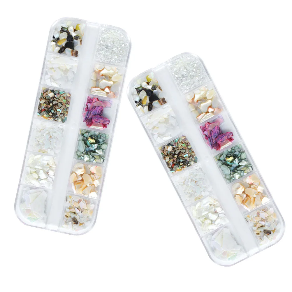

2Sets Elegant Shell Flake Nail Ornament Manicure Decoration for Ladies Premium Lightweight Nail Art Accessories DIY Creative