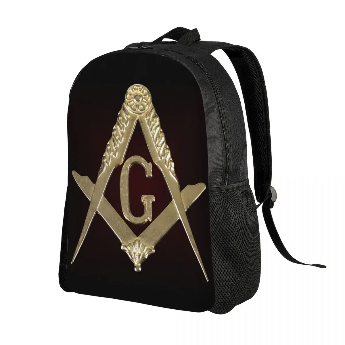 Custom Freemason Symbol Backpack for Men Women Waterproof College School Masonic Mason Freemasonry Bag Print Bookbag