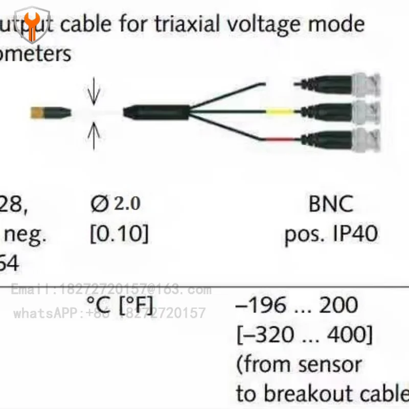 Triaxial Acceleration Sensor Cable PCB356A Series Sensing Triaxial Cable 1/4-28 UNF to BNC