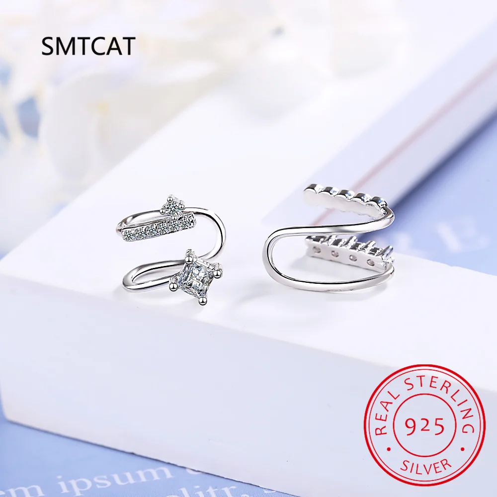 

D Color Moissanite Earrings for Women Men S925 Sterling Silver Lab Diamond Ear Clip Plated 18K No hole to wear Irregular Jewelry