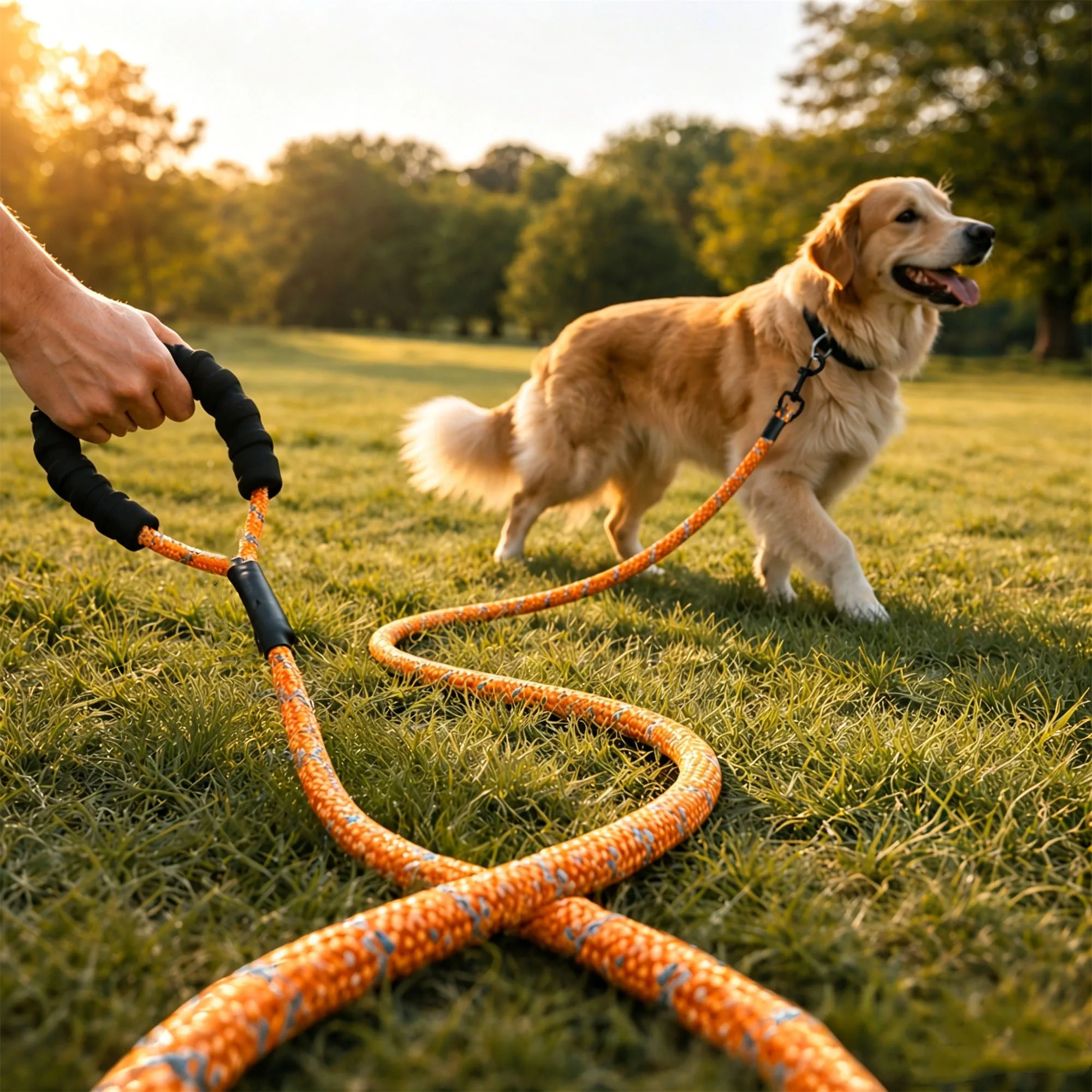 Laisse d'entraînement pour chien extra longue de qualité supérieure, corde en nylon tressé réfléchissant avec plusieurs options de longueur fixe, laisse de rappel pour extérieur avec