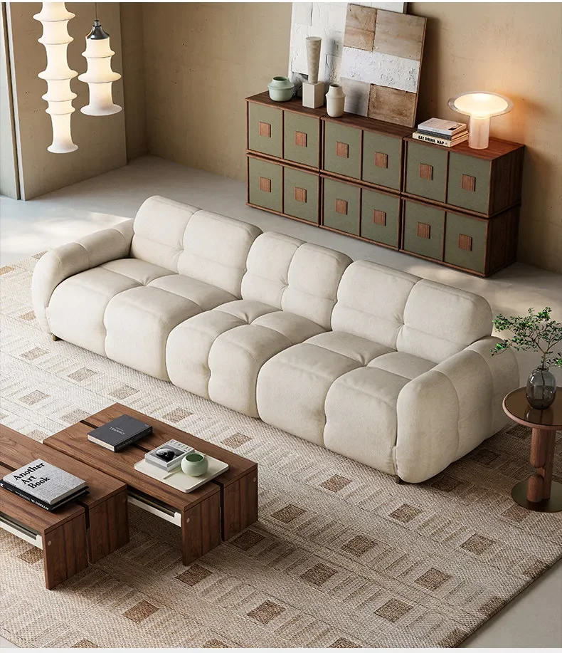 Puff sofa small apartment living room straight row cloud sofa modern simple fabric sofa