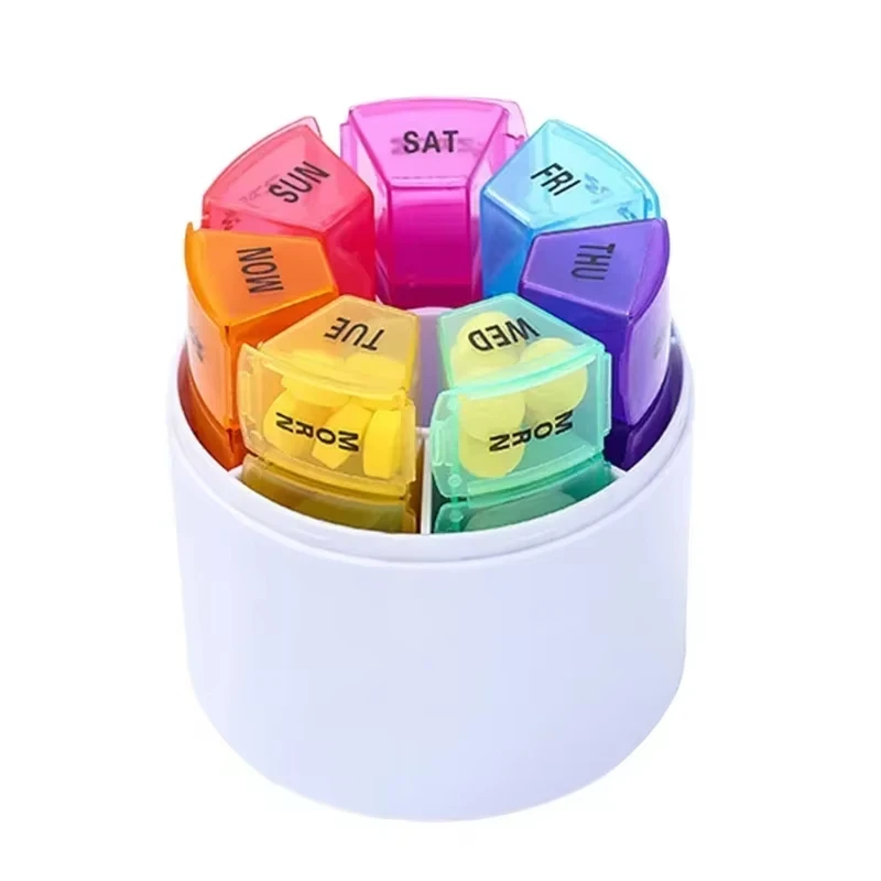 

Colorful 7 Day Pill Box 4 Times A Day 28 Compartments Pill Organiser Weekly Medicine Storage Box for Medication Remedies Tablets