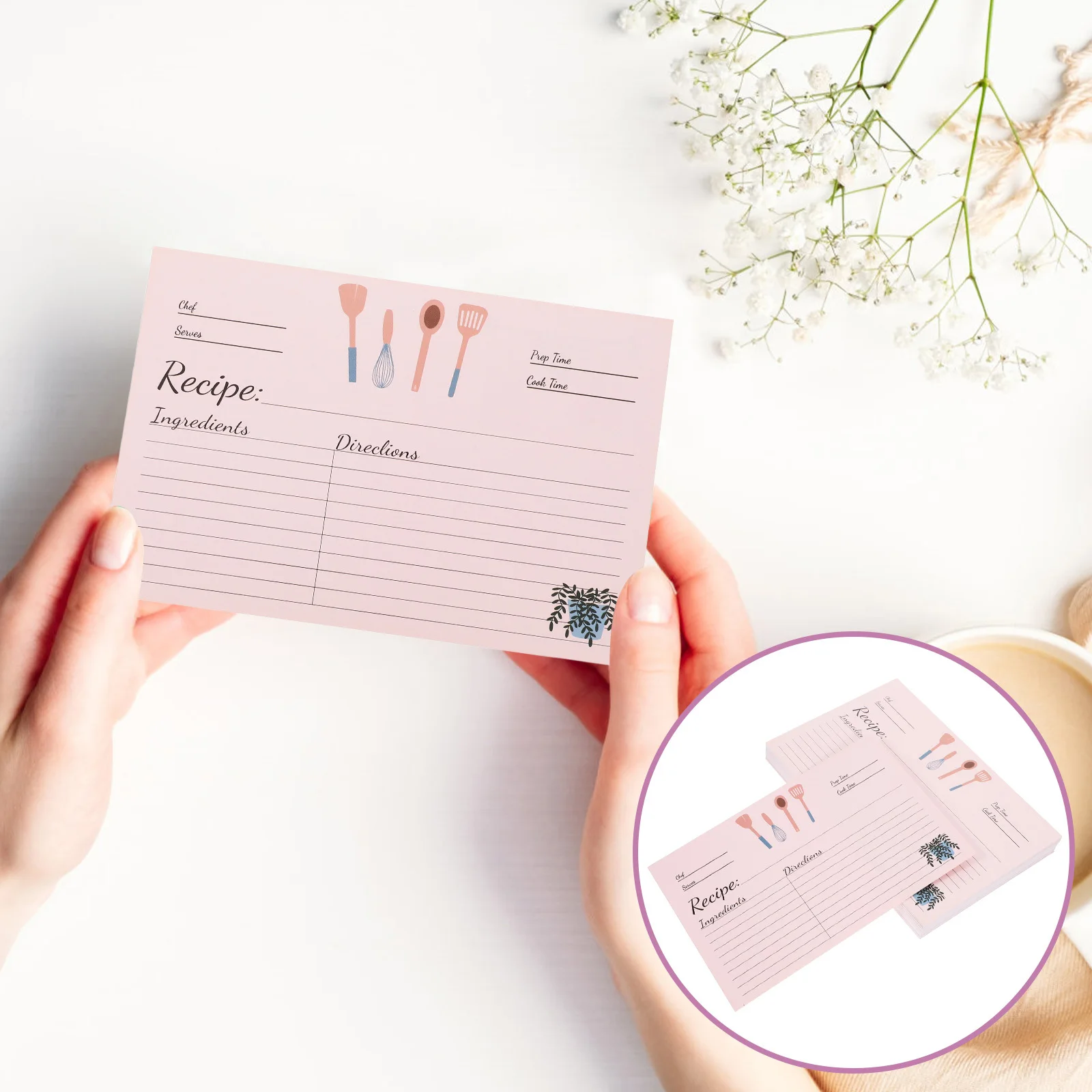 50 قطعة بطاقات مدمجة 50 ورقة الاستخدام اليومي وصفة ورقة المطبخ الطبخ ملاحظة بطاقة المنزلية وصفة ورقة بطاقات الغذائية الزخرفية