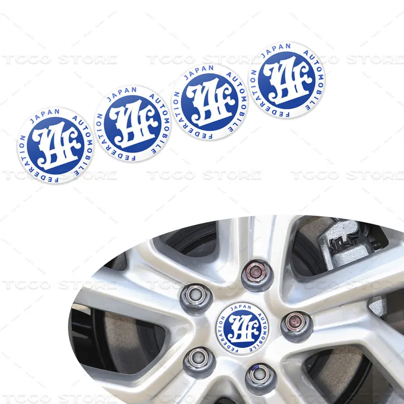 4pcs/Set 56mm Car Styling Japan Automobile Federation JAF Emblem Badge Car Wheel Hub Center Caps Rims Covers Sticker Decoration