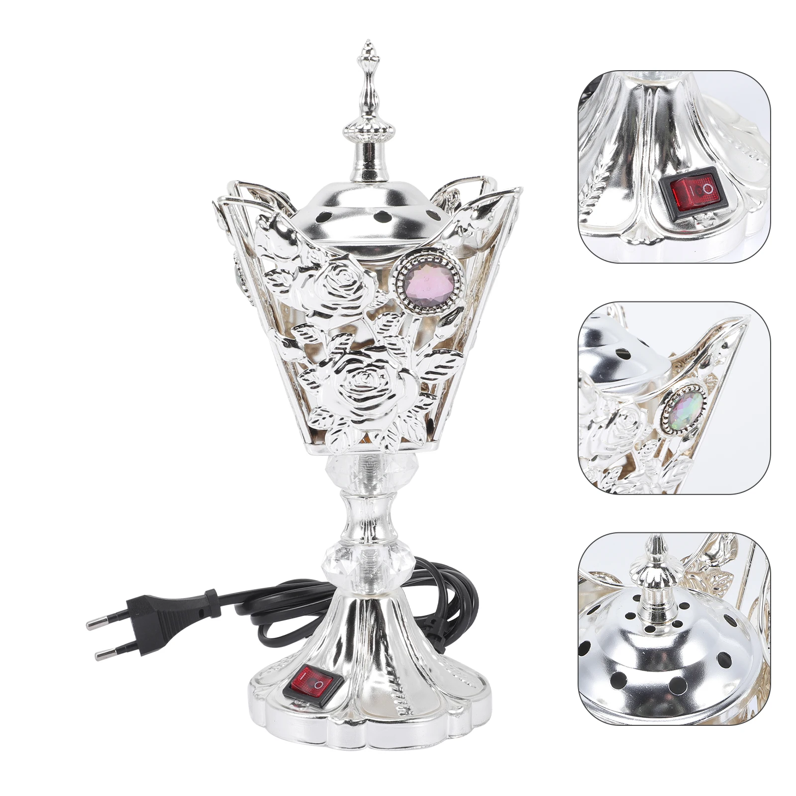 

Electric Incense Burner Home Decoration Retro Style Craft Ornament Refillable Reusable Censer Incense Storage Eu Plug