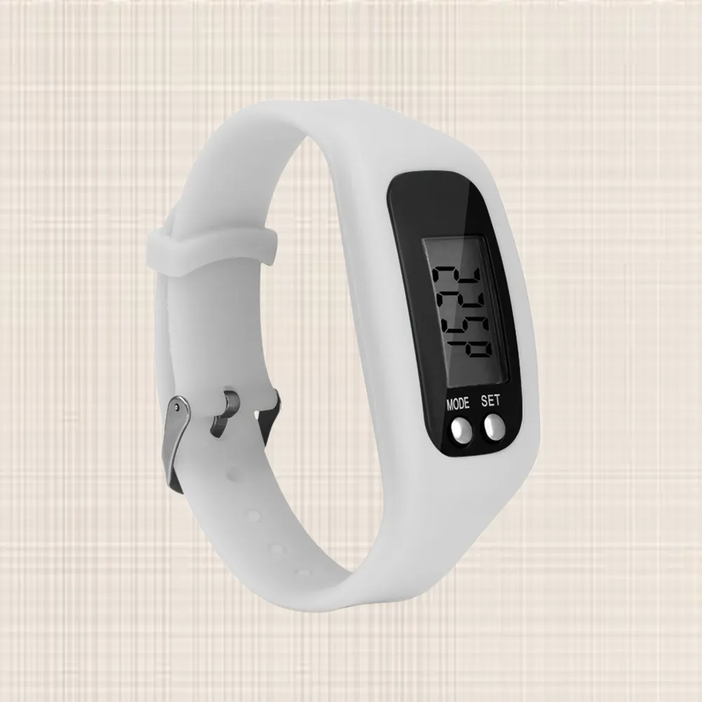 LED White Multi Function Pedometer Watch Sports Calorie Monitor Electronic Outdoor Fitness Tracker Wristwatch Pedometer Watch