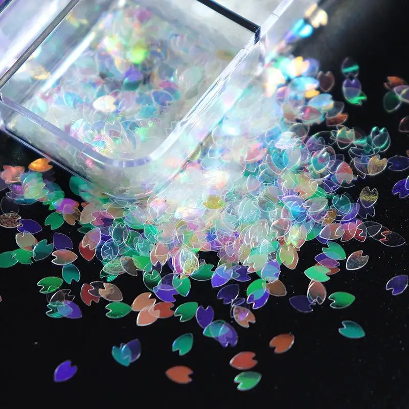 6/12 شبكات زهر الكرز بتلات مسمار الفن بريق الترتر المجسم مسمار رقائق الترتر مختلط قزحي الألوان مسحوق مسمار الديكور #1