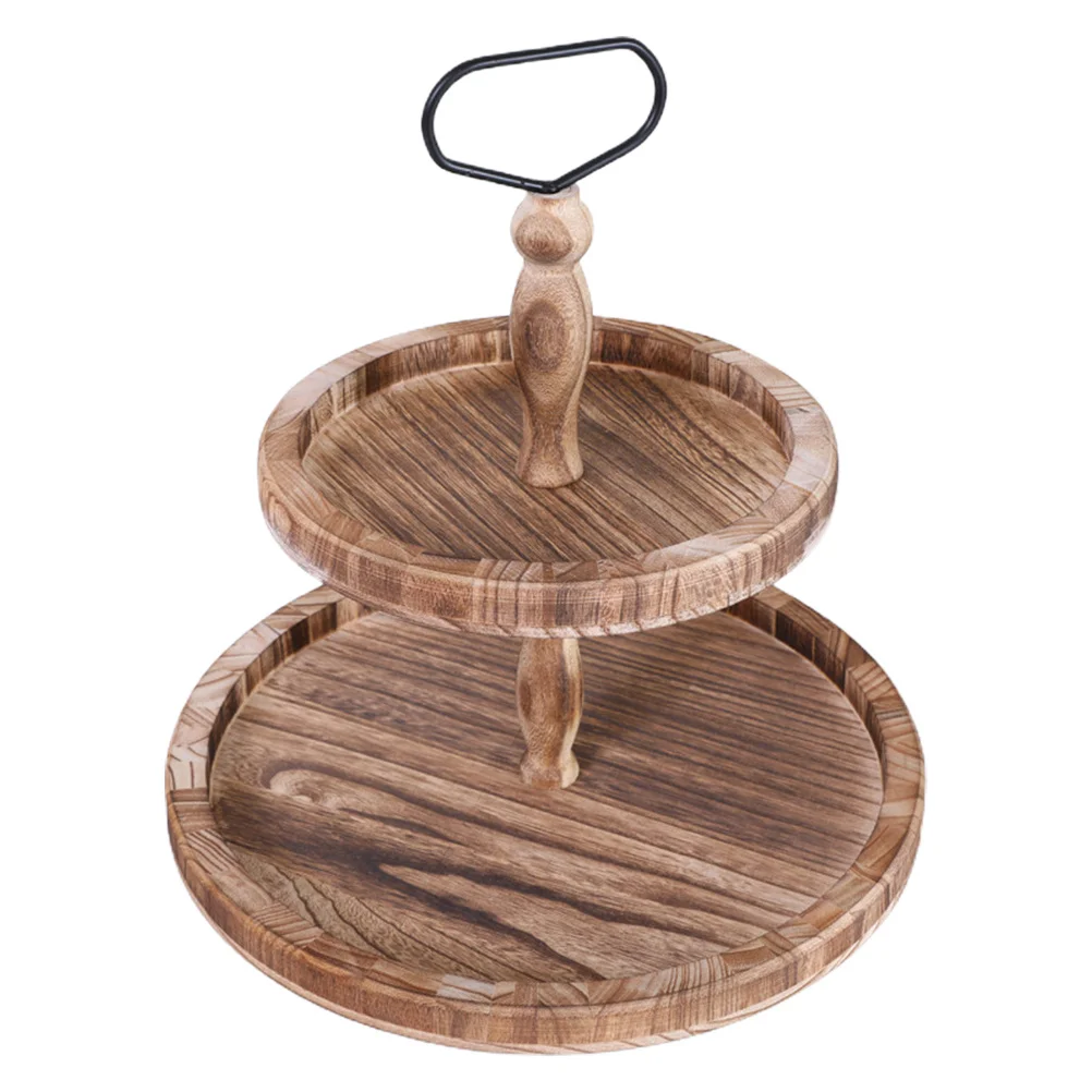 1개 나무 과일 트레이 천연 나무 서빙 플래터 케이크 캔디 디스플레이 홀더 장식용 디저트 랙 베이킹 보관 선반