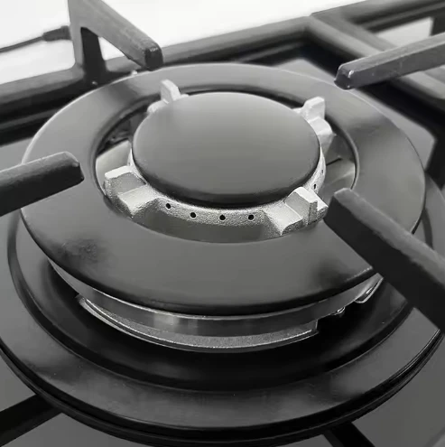 موقد غاز مكون من 4 شعلات - 8 مم من الزجاج المقسى المدمج في سطح الطاولة للمطبخ المنزلي، شعلات من الفولاذ المقاوم للصدأ عالية الكفاءة