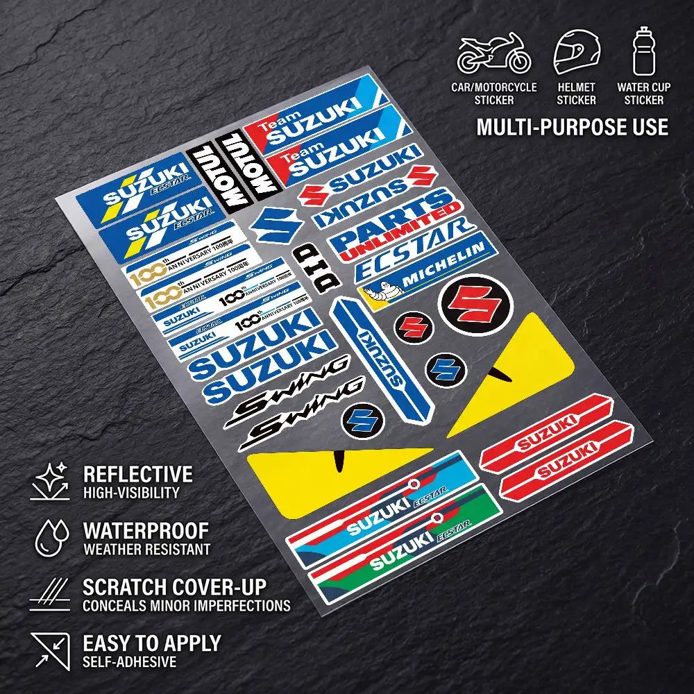 

FOR SUZUKI RACING Waterproof Reflective Scratch Cover Sticker Universal Decor Decal For Car Motorcycle Helmet Refrigerator