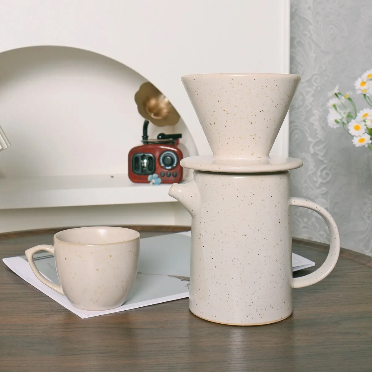 

Керамический чайник для кофе, чашка-капельница, кофейные наборы «все в 1, набор фильтров для керамического кофейника, набор