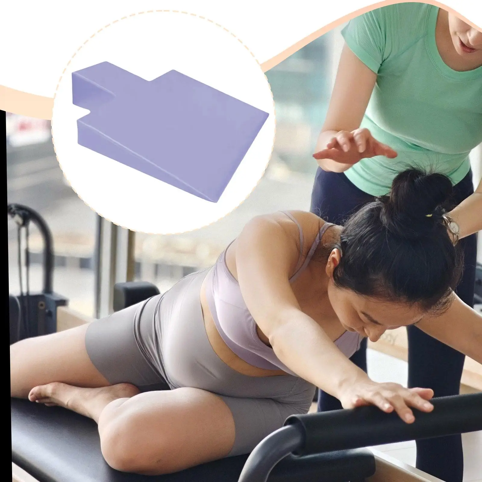 

Pilates Wedge Block Upholstered Sponge Fitness Accessory for Pilates Reformer Home Gym Studio Use