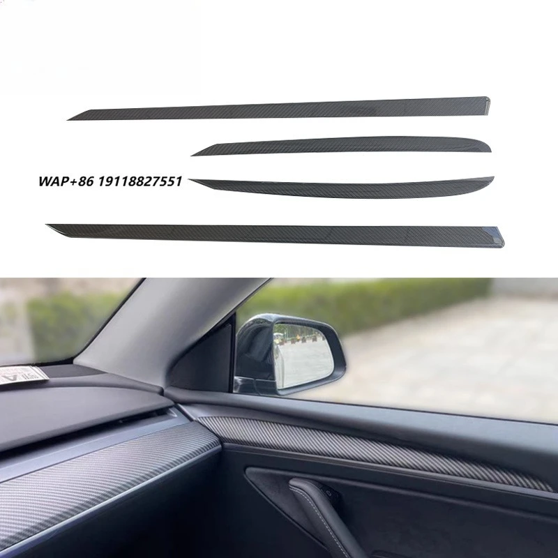 BFB for  Model X 2023 Dry Carbon Fiber Center Console Dash Cover Door Panels Interior Trims Car Accessories