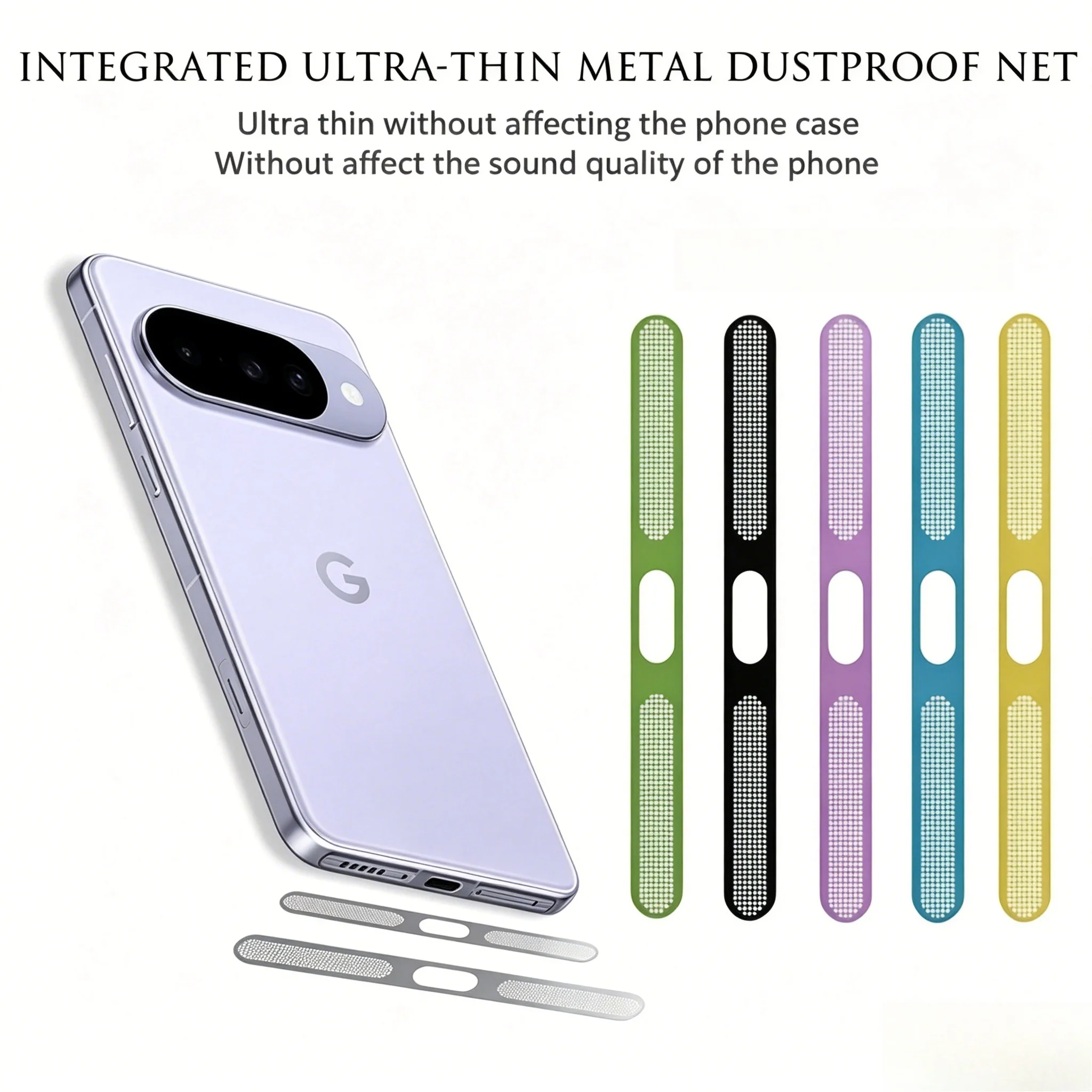 Red de protección metálica 3 en 1 a prueba de polvo para Google Pixel 11 10 9 Pro XL 8 7 6 A/Pro, malla antipolvo para orificio de altavoz, pegatina protectora antiarañazos