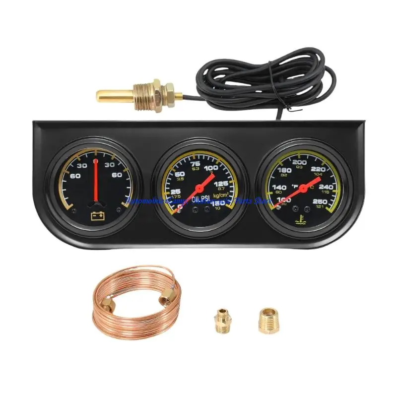 

H7BD Complete 3 Function Vehicle Meter With Oil Temp And Indicators 52mm Black Face