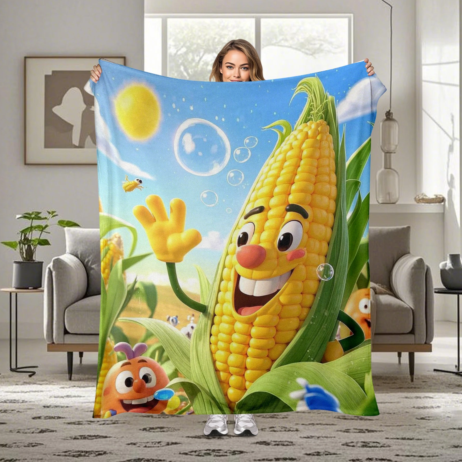 Soft Cartoon Personified Corn Blanket Makes A Thoughtful Gift Filled With Care And Affection