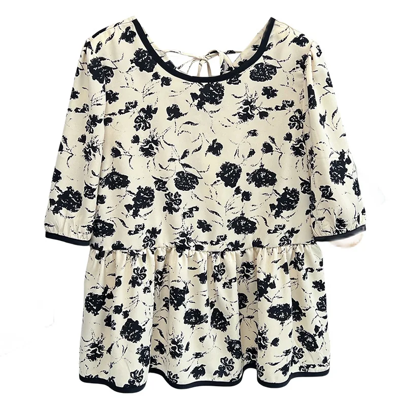 Everything Floral Puff Sleeves Blouses Fashion Sweet Top For women, Plus Size, Summer 2024