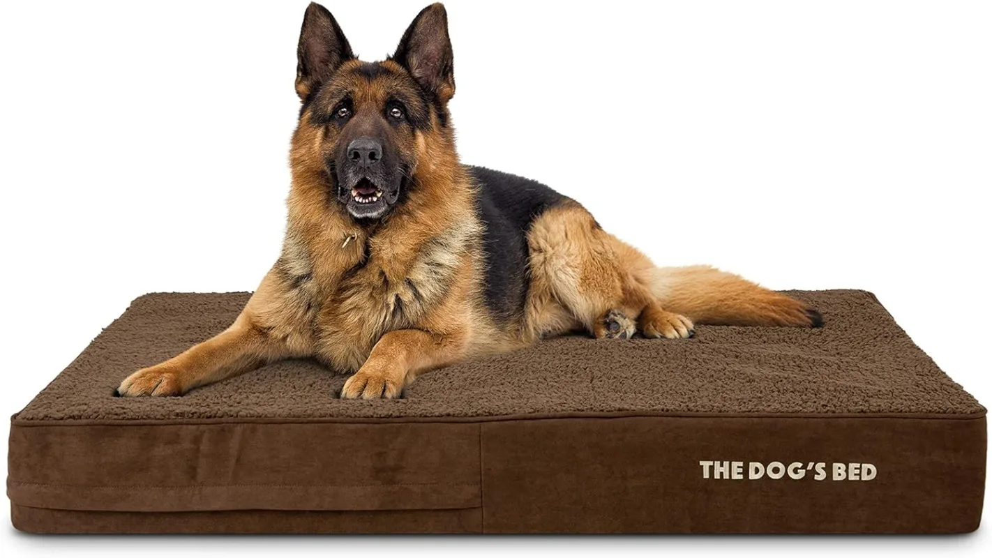 

Memory Foam Dog Bed, Brown Plush XL, Pain Relief for Arthritis, Calming, Waterproof Washable Cover