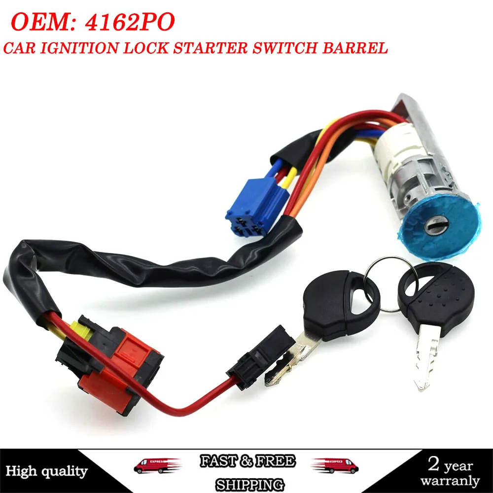 4162PO Car Ignition Lock Starter Switch Barrel With 2 Keys for Peugeot 206 Xsara Bnib Luv Car Accessories