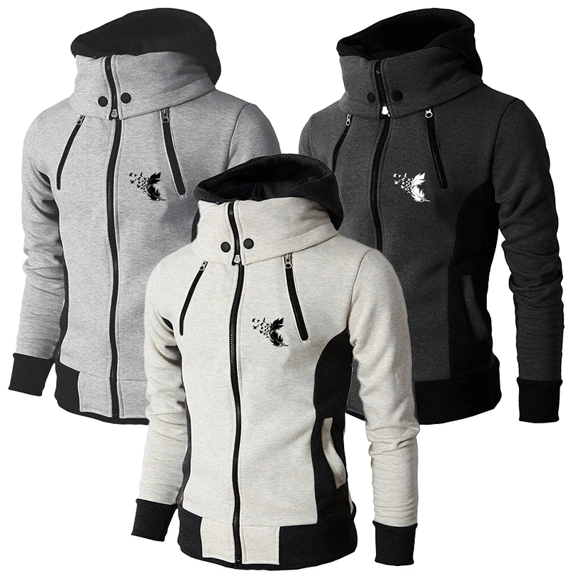 

Men's Fashion Slim Fit Outdoor Winter Zipper Hooded Sweatshirt Jacket Casual Warm Coat Jacket Casual Warm Four Zipper Hoodie