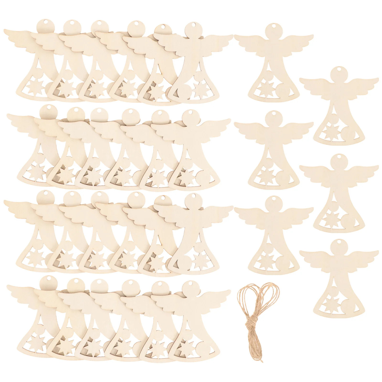 

30pcs Christmas Angel Wood Cutouts Unfinished Angel Shape Wooden Slices Diy Craft Painting Graffiti Chip For Teens Kids Decor