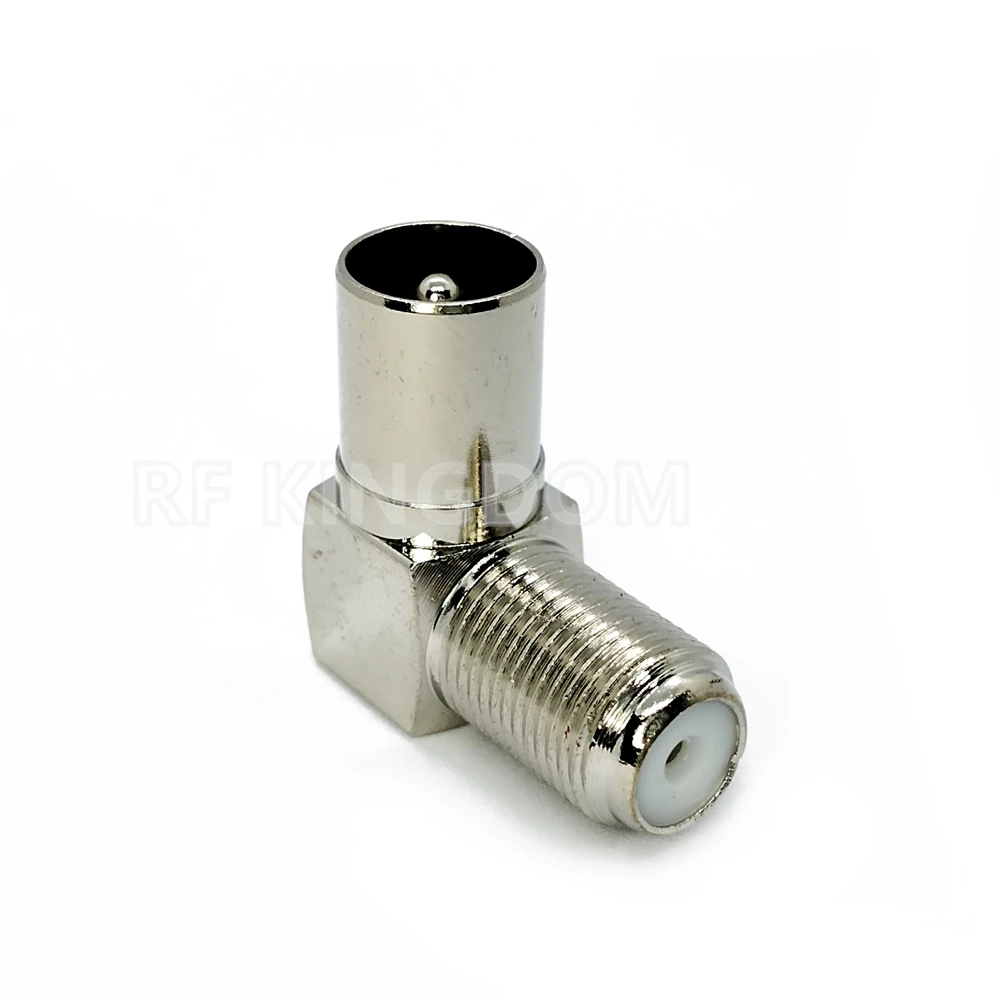 90 Degree Right Angle F Connector TV Aerial Cable Adapter RF Coaxial F Female Socket to TV Male Plug