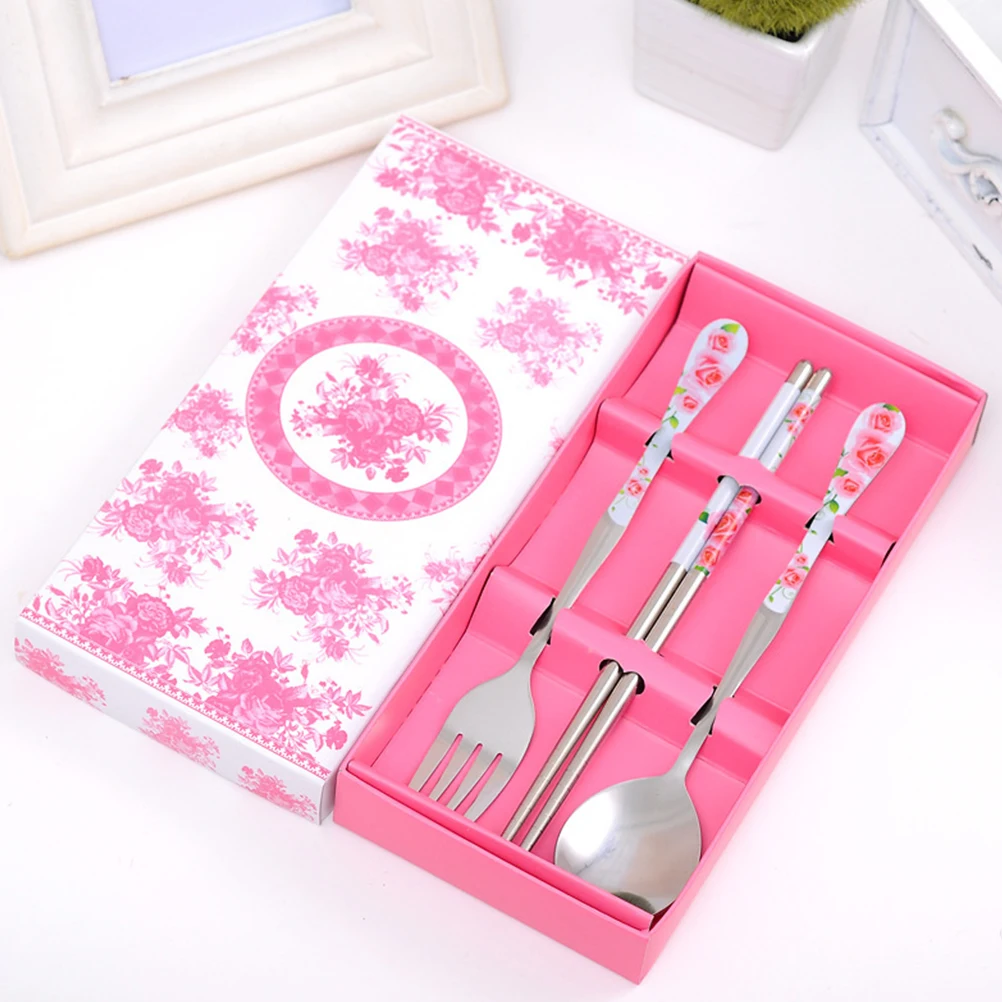 

Serving Chopsticks and Spoons Fork Tableware Stainless Steel Cutlery Earth Tones