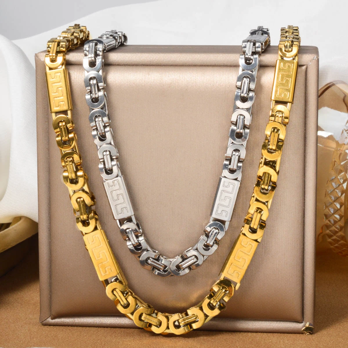 

Stainless Steel Hip-hop Style Necklace 7mm Thick Rectangular Link Chain Fashion Jewelry Necklace Suit For Men Women Daily Wear