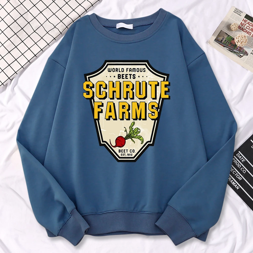 Einfache Winter Frauen Pullover Weltberühmte Beets Schrute Farms Crop Druck Hoodie Lose Crewneck Sweatshirt Warme Fleece Tops