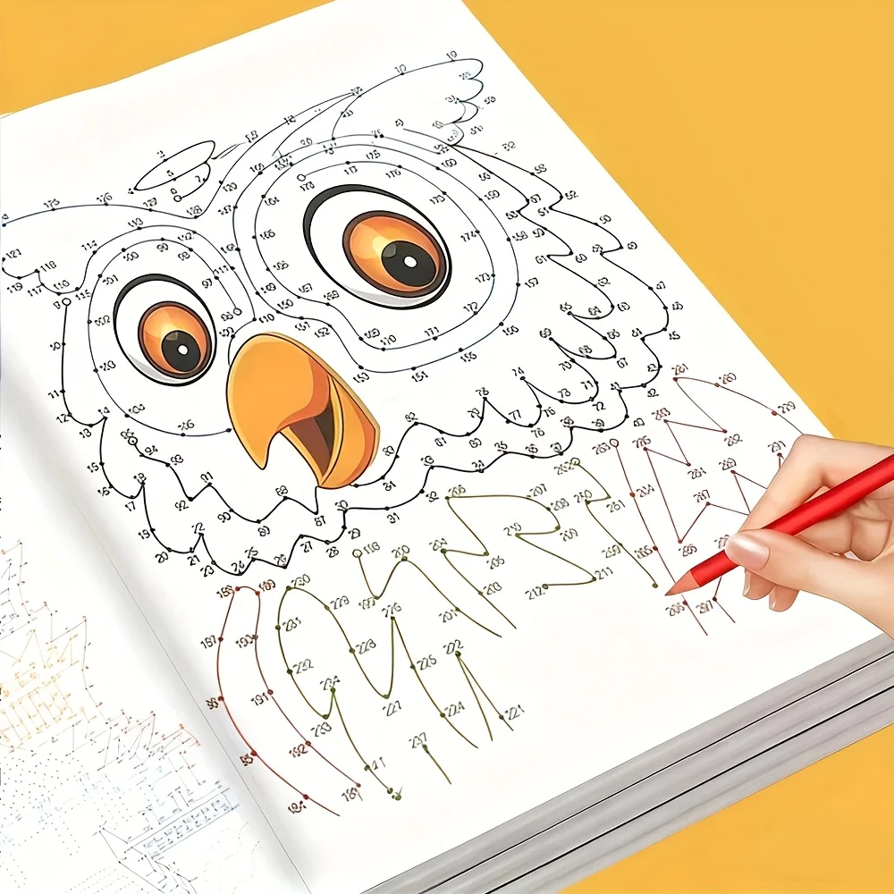 1pc Activity Book Numbered Dot-to-Dot Pattern Coloring Page Advanced Magic Maze Game Focus Training Hand-Eye Coordination Fun
