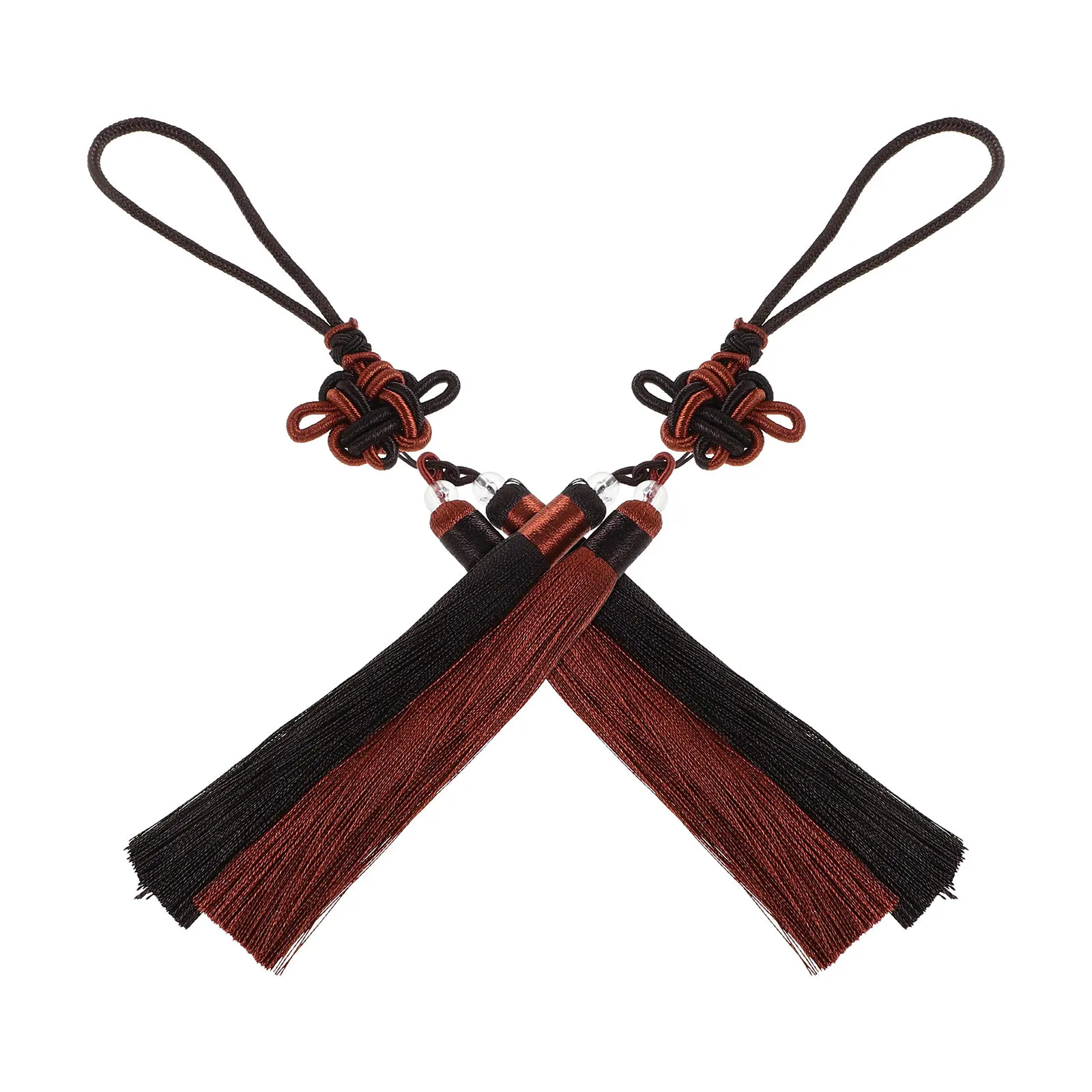 2Pcs Chinese Sword Tassel Silk Ribbon Jian Knot Attachment Kung Fu Tai Wushu Practice Performance Accessory