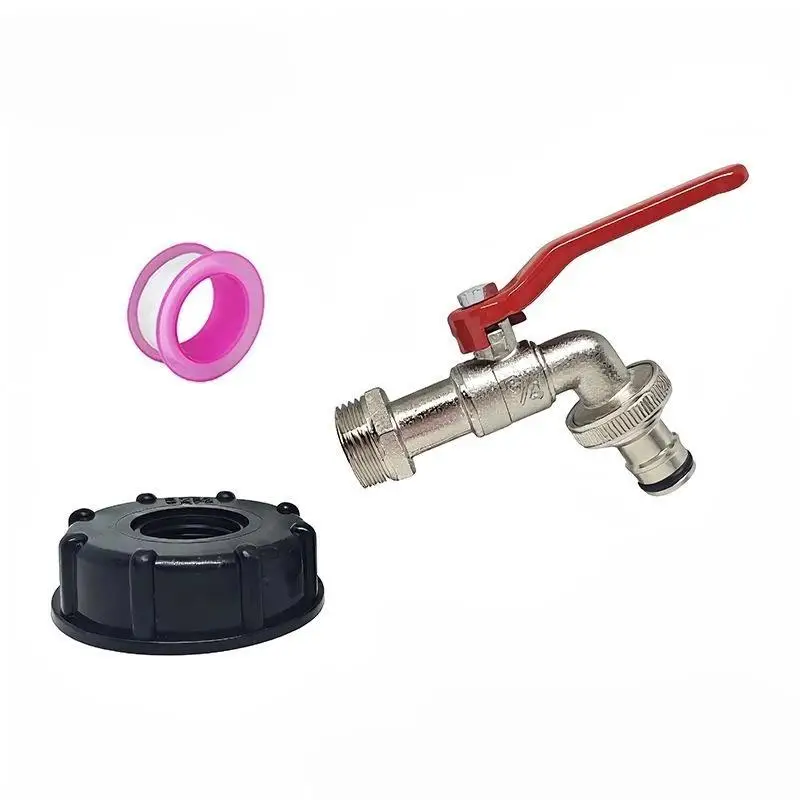 New 1 Set Heavy Duty Brass IBC Tank Faucet Leak Proof Universal Hose Adapter For Garden Irrigation With Free Seal Tape