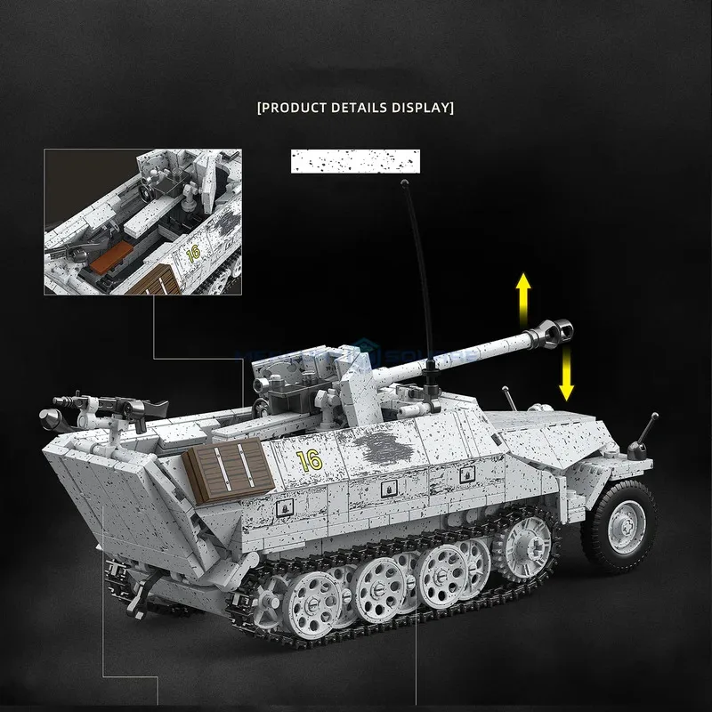 군용 장갑차 블록 MOC 100320 Sd.Kfz.251/22 Ausf.D 스타일 모델 브릭 키트 트랙 차량 장난감 선물 어린이용