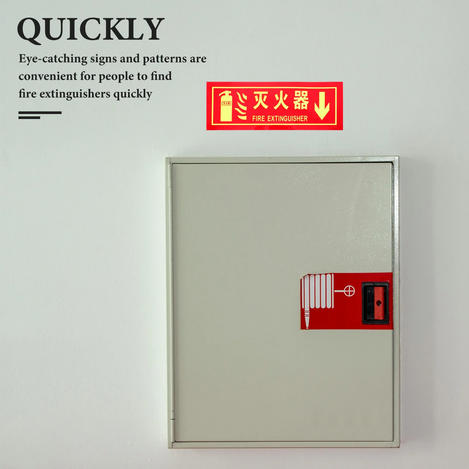 4Pcs Glow in The Extinguisher Sign PVC Sponge Adhesive Safety Indicator for Office Restaurant Retail Store Factory