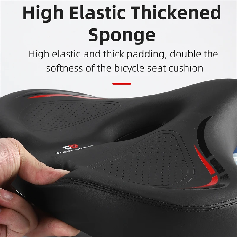 WEST BIKING Widen Comfortable Bicycle Saddle Thicken Shockproof Cycling Seat Ergonomic Soft Cushion Travel MTB Road Bike Saddle