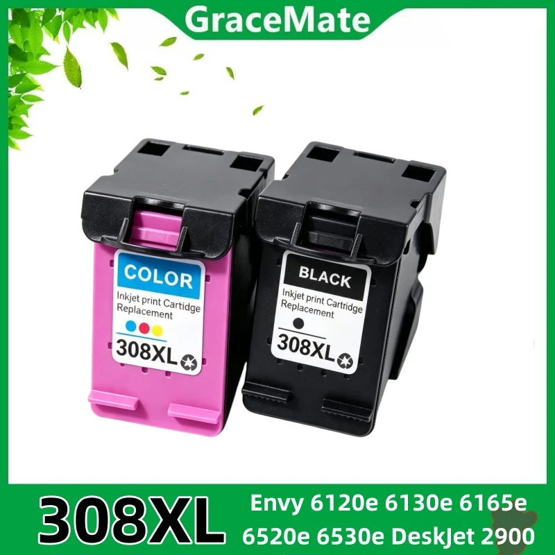 308XL 308 XL Ink Cartridge Compatible for HP Envy 6110e 6120e 6130e 6165e 6520e 6530e DeskJet 2900 Inkjet Printer