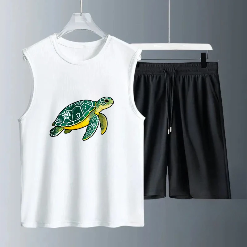 

Men's Tank top Sets Breathable Polyester Summe sweatshirt set Men's summer clothing Short Sleeve+ Shorts Fashion men's clothing