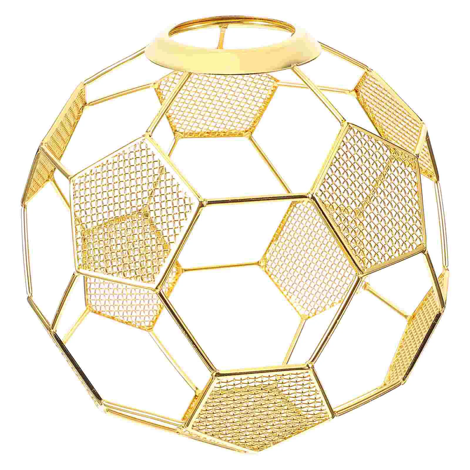 

Football Lighting Lamp Shade Soccer Lampshade for Hanging Hollow Out Golden Stainless Steel