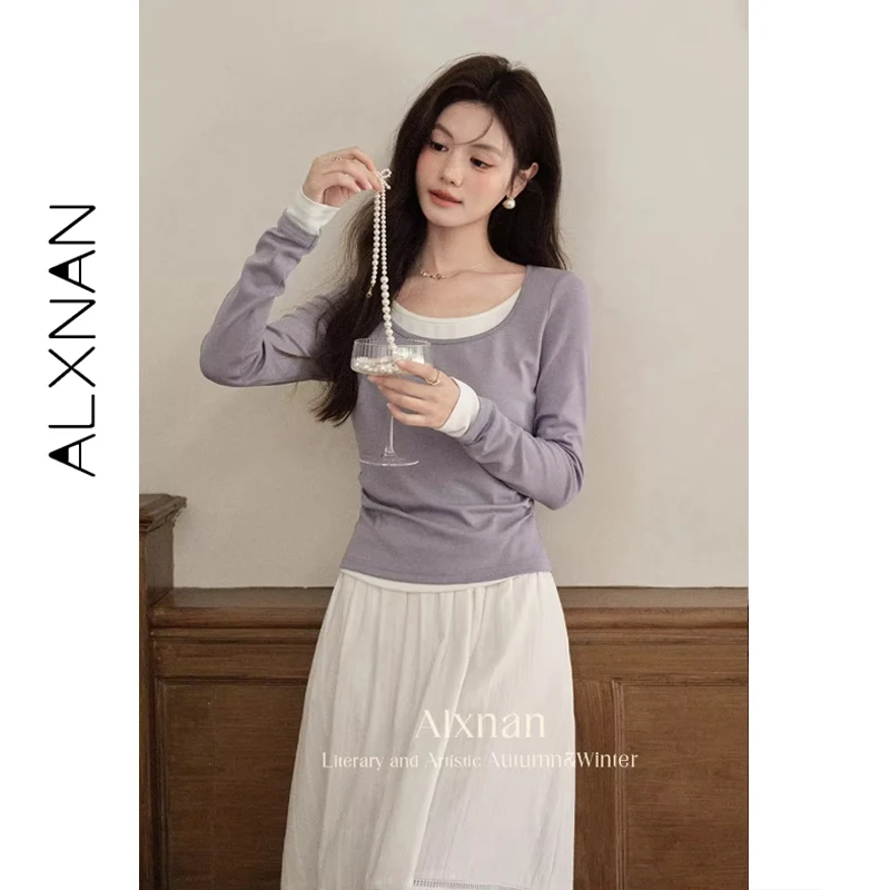 ALXNAN 女性のスカート白ロング刺繍綿 100% スカートエレガントな弾性ウエストルーズフィット女性服 L52990