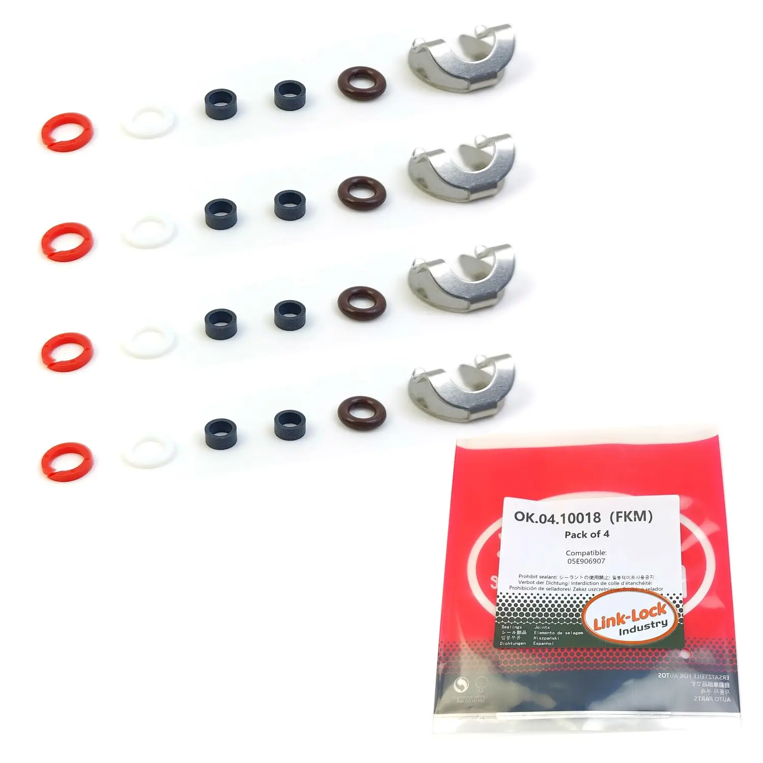 Kit de reparación de inyectores de combustible LINK-LOCK 4Set OK.04.10018 05E906907 con junta tórica FKM Viton para VW para AUDI 35T 1.5T DADA DPCA