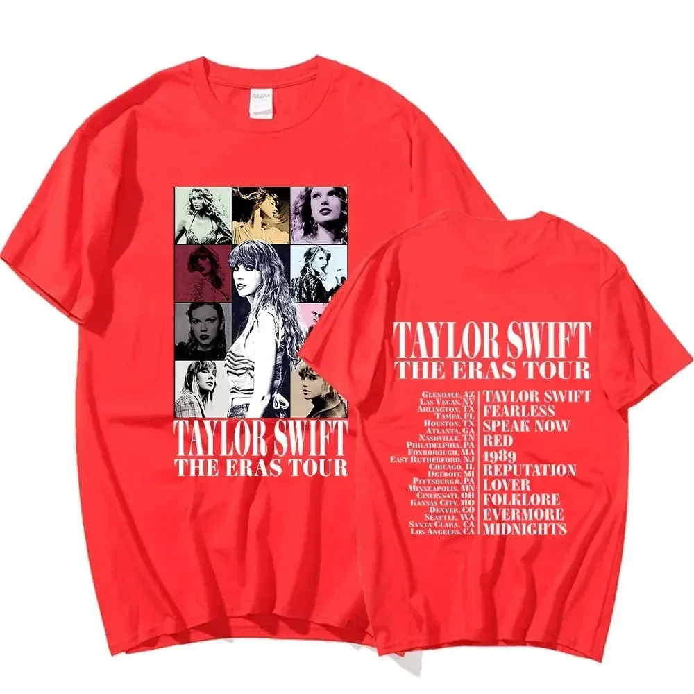 2024 Taylor The Eras Tour World Tour Shirt Women\'s Aesthetic Short Sleeve Cotton T-Shirt Fashion Harajuku Oversized T-Shirt Top