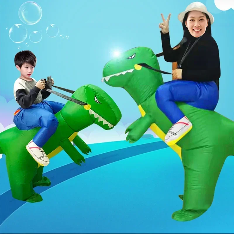 Green Dinosaur Inflatable Costumes for Boys Girls Performance Blow up Clothes Adult Kids Halloween Carnival Party Outfits