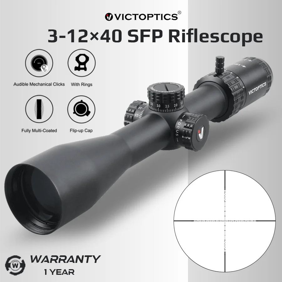 Victoptics 3-12x40 Sfp Riflescope with Big Parallax Side Wheel for Air Gun and .22 Lr Rimfire Etc Benchrest Shooting and Hunting