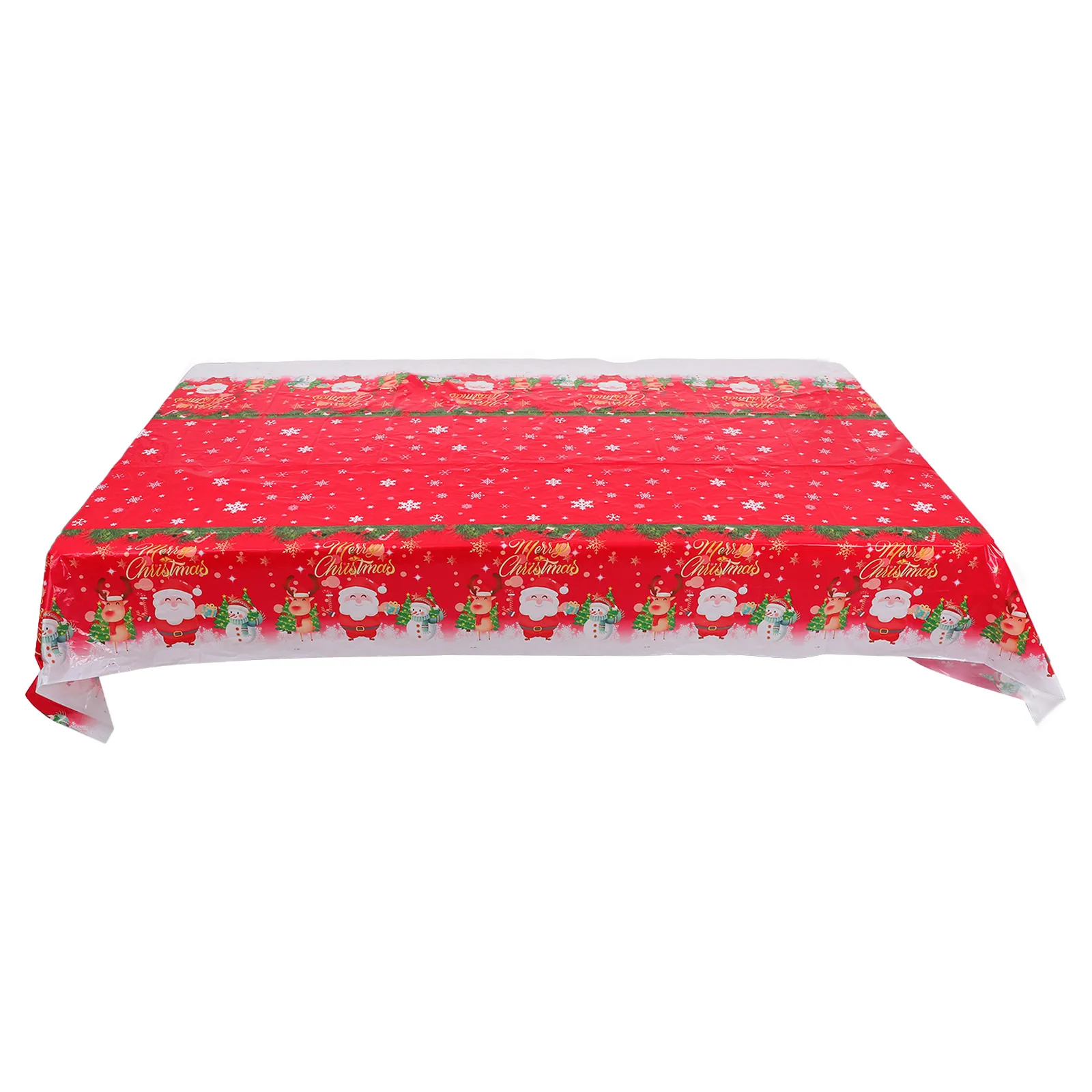 

Festive Xmas Style Tablecloth Waterproof Christmas Table Cover Featuring Santa Snowman Reindeer for Party Table Decoration
