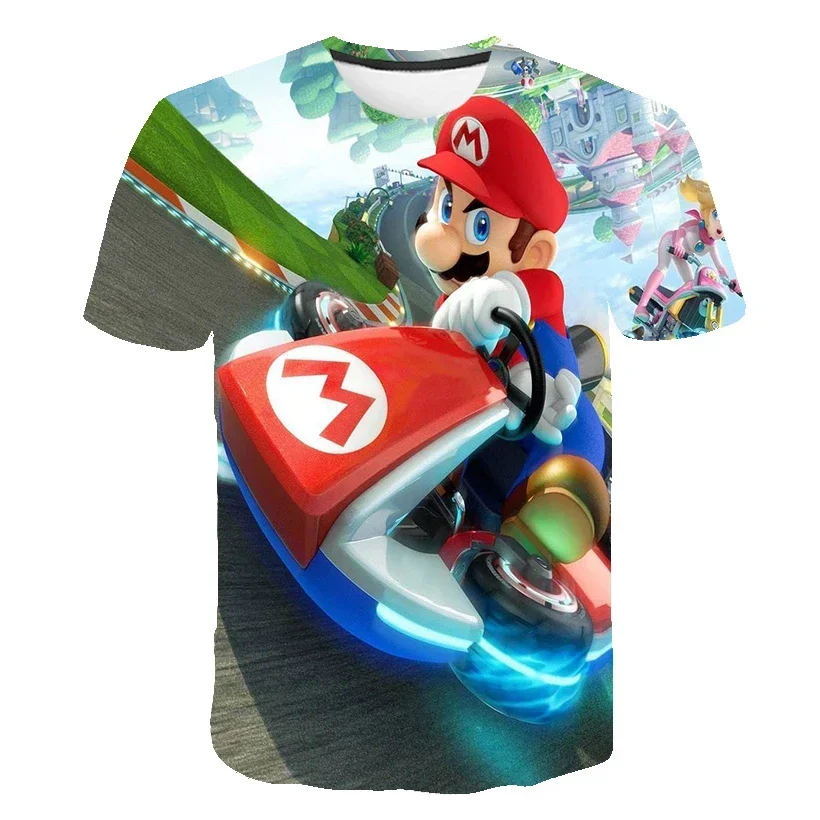 Summer T-shirt  Super Mario bros T-shirt Kids Harajuku Fashion Casual T-Shirt Boy Girls Polyester Summer Men Women Short Sleeve