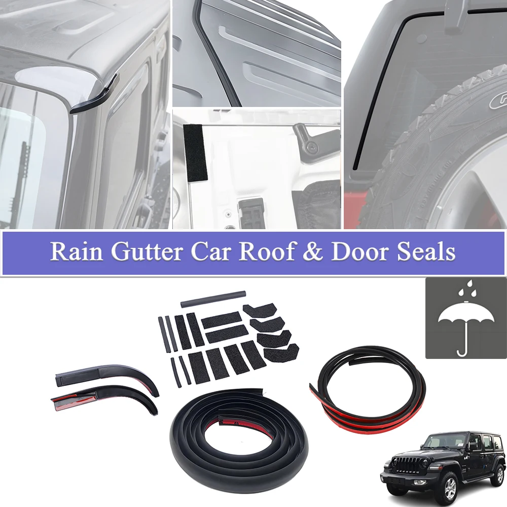 

Roof Top Door Waterproof Seal Strips Leak Seal Kit Rain Gutter Extension for Jeep Wrangler JK 2007-2018 Car Parts Accessories